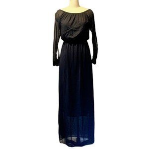 Vintage 1970's Cold Shoulder Maxi Dress SZ M